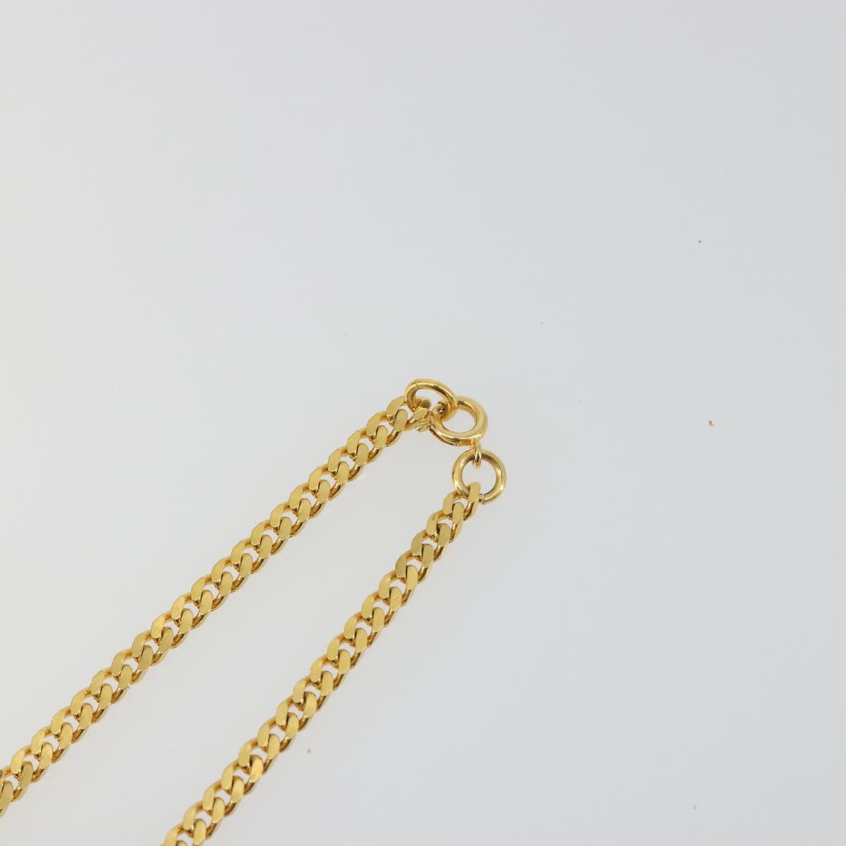 CELINE Macadam Necklace Metal Gold Tone Black Auth 196133A