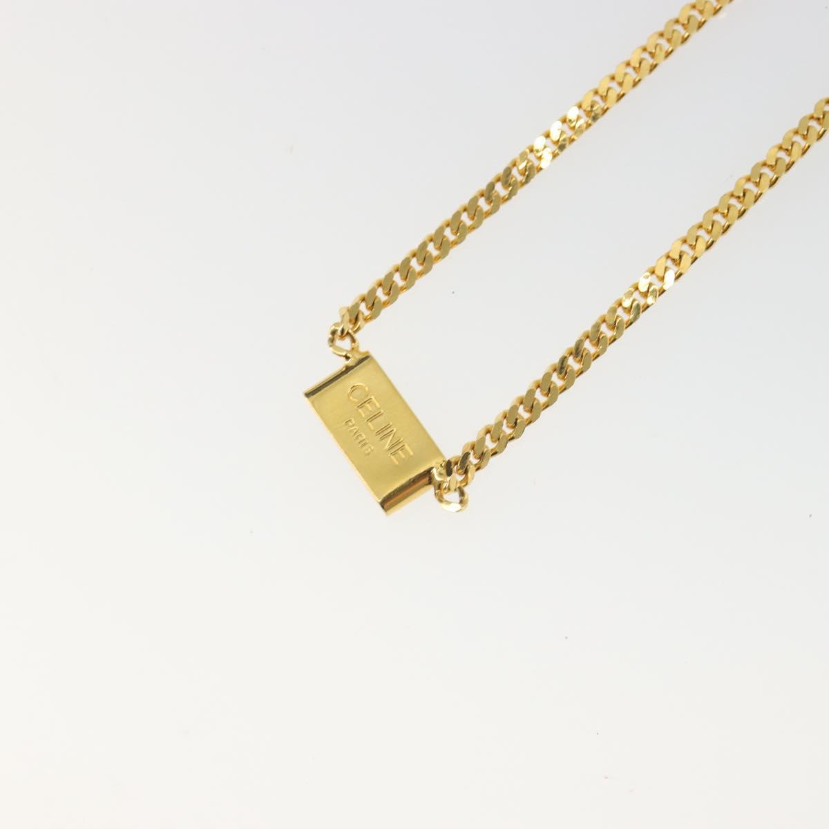 CELINE Macadam Necklace Metal Gold Tone Black Auth 196133A
