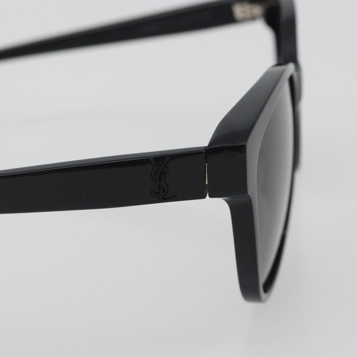 SAINT LAURENT Sunglasses Plastic Black Silver Auth 196140A