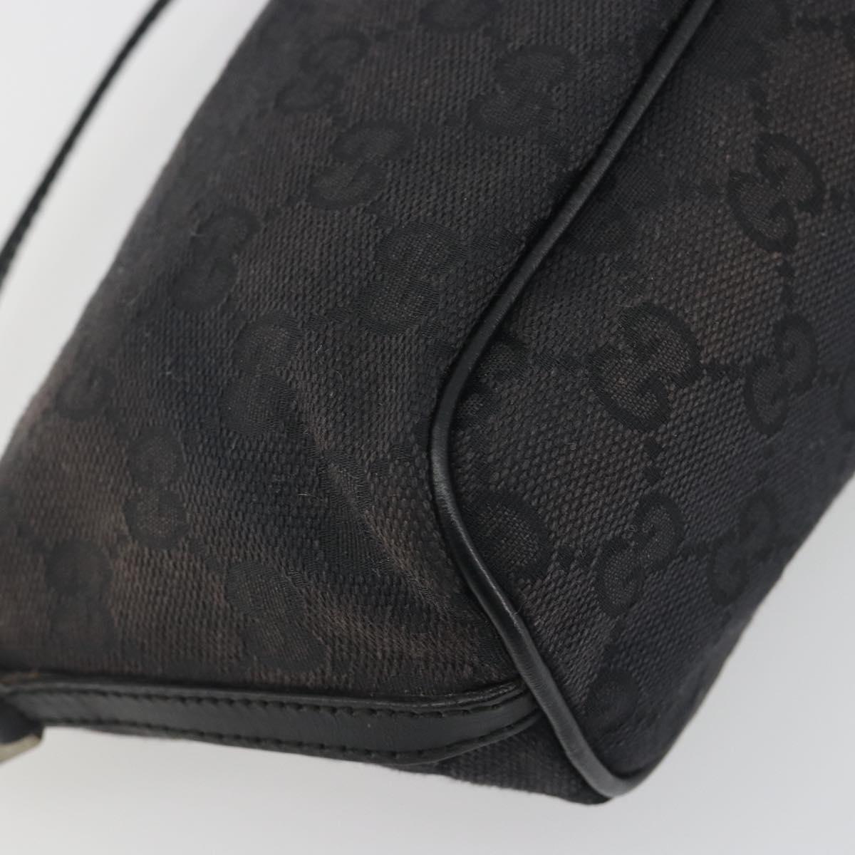 GUCCI GG Canvas Accessory Pouch Black Silver 039.1103 Auth 196141