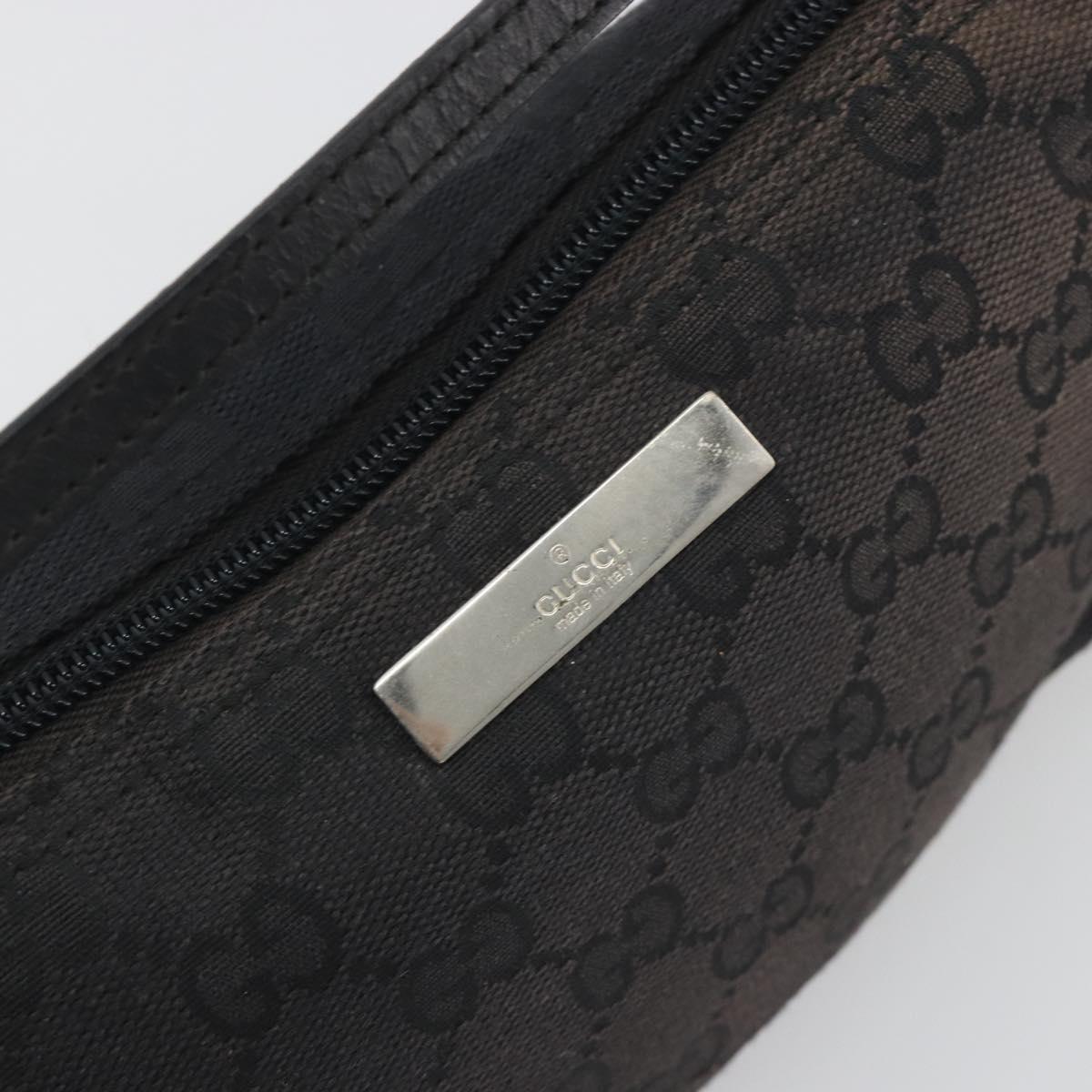 GUCCI GG Canvas Accessory Pouch Black Silver 039.1103 Auth 196141