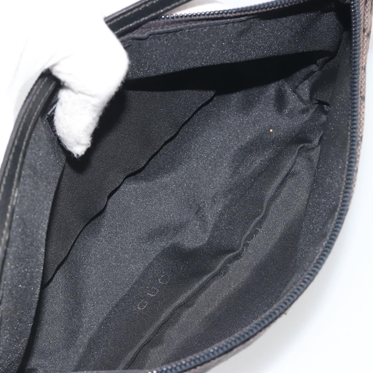 GUCCI GG Canvas Accessory Pouch Black Silver 039.1103 Auth 196141