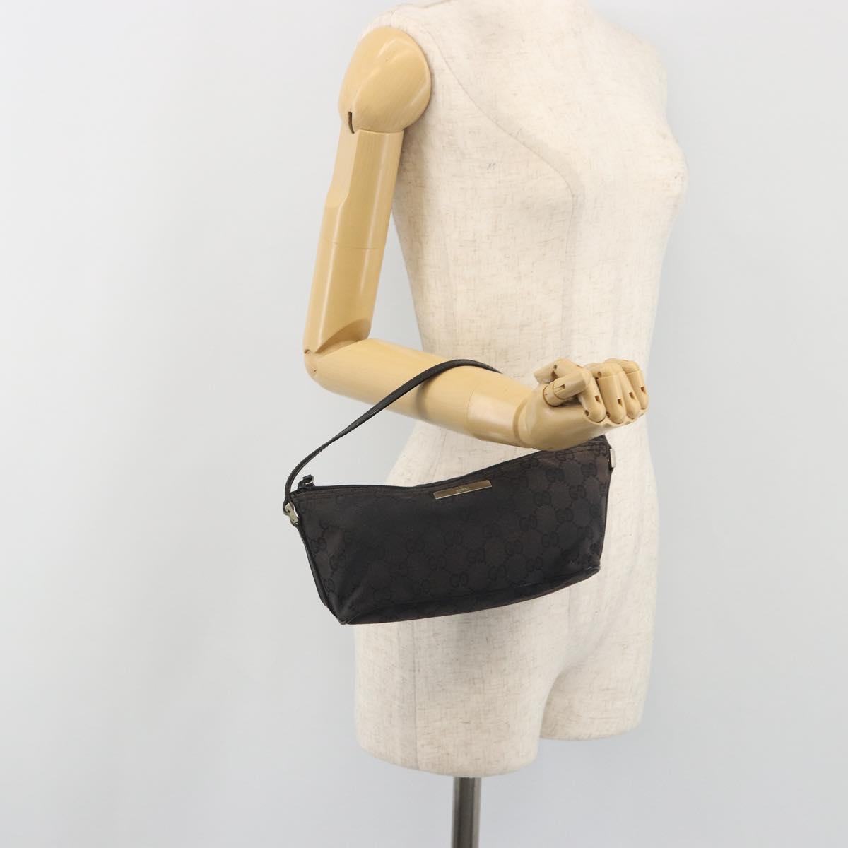 GUCCI GG Canvas Accessory Pouch Black Silver 039.1103 Auth 196141