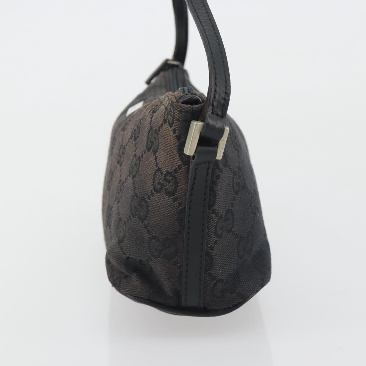 GUCCI GG Canvas Accessory Pouch Black Silver 039.1103 Auth 196141