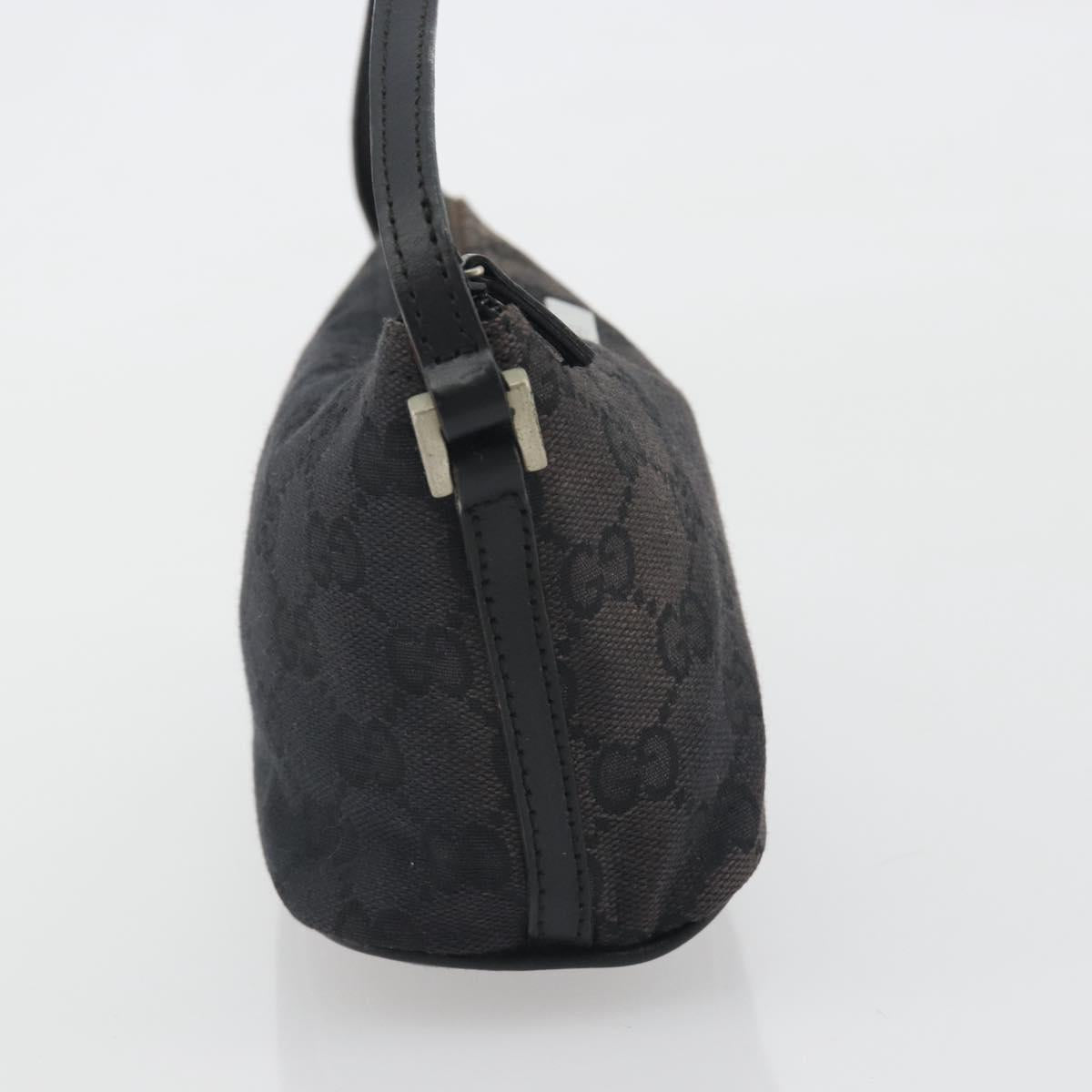 GUCCI GG Canvas Accessory Pouch Black Silver 039.1103 Auth 196141