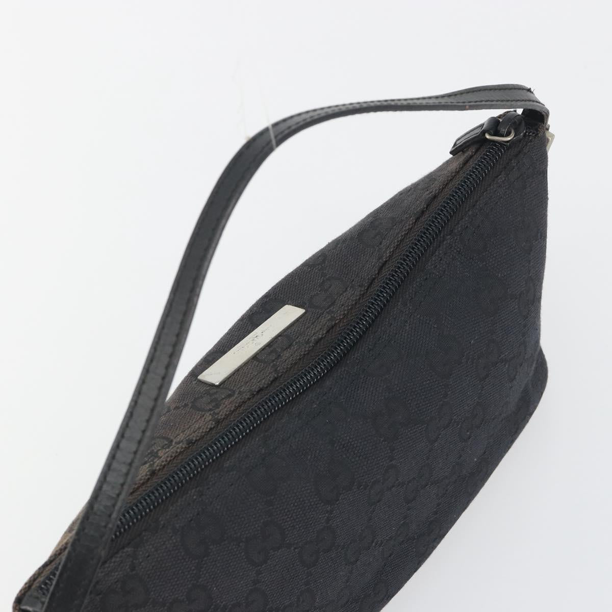GUCCI GG Canvas Accessory Pouch Black Silver 039.1103 Auth 196141