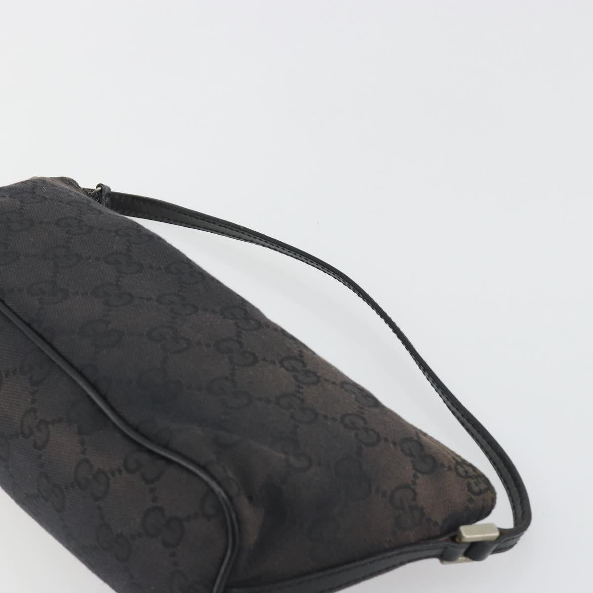 GUCCI GG Canvas Accessory Pouch Black Silver 039.1103 Auth 196141