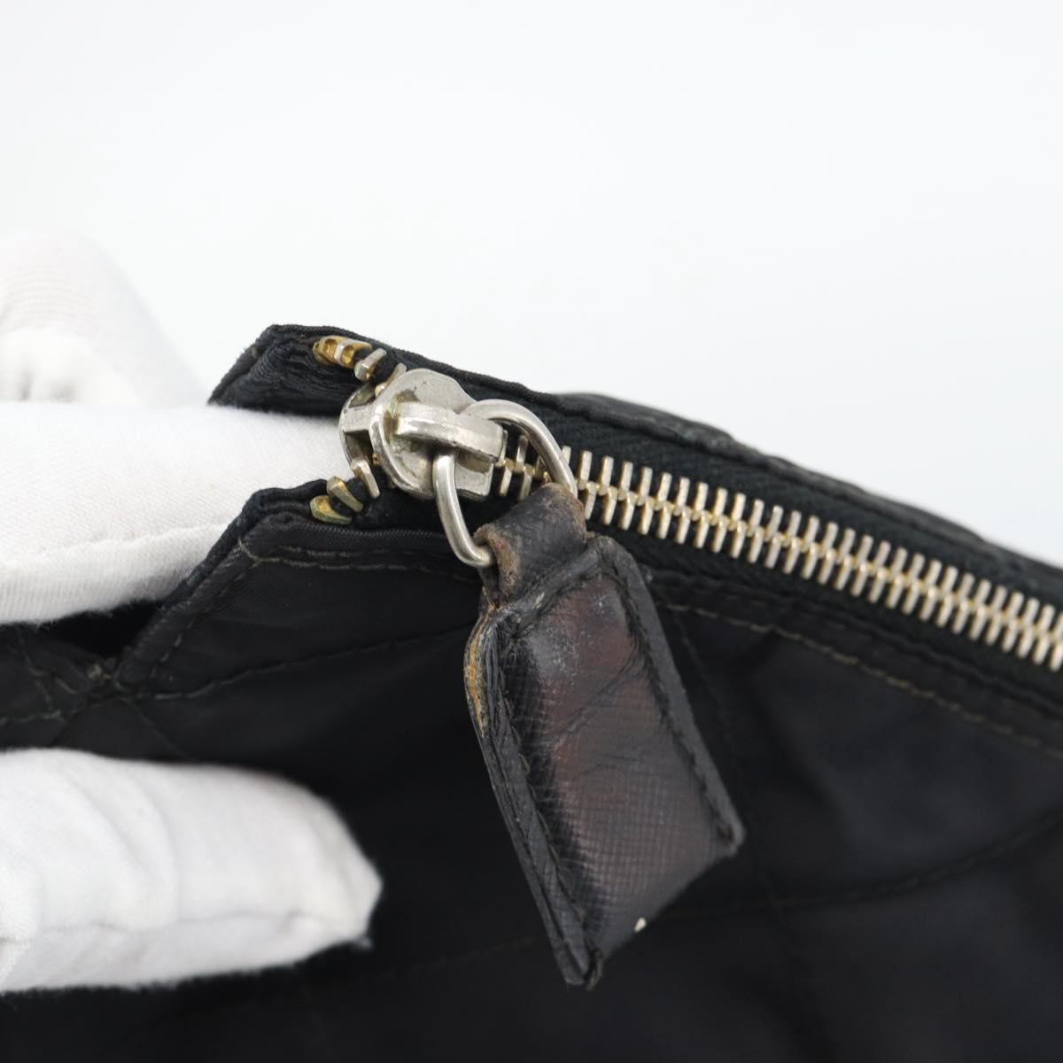 PRADA Chain Shoulder Bag Nylon Black Gold Tone Auth 196142A