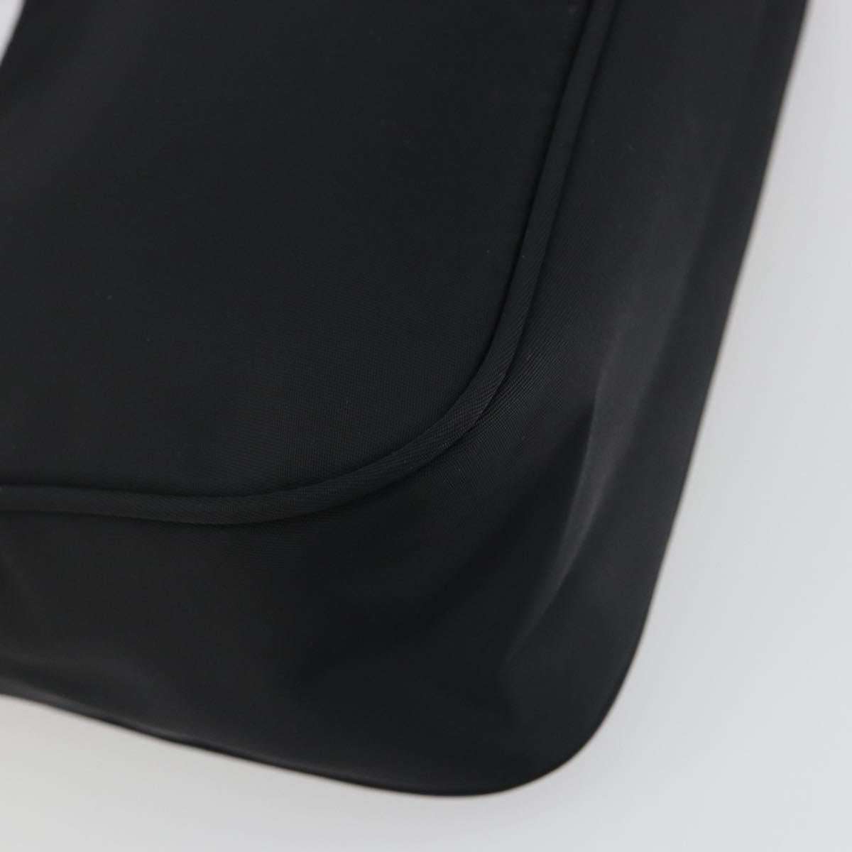 PRADA Hand Bag Nylon Black Silver Auth 196143A