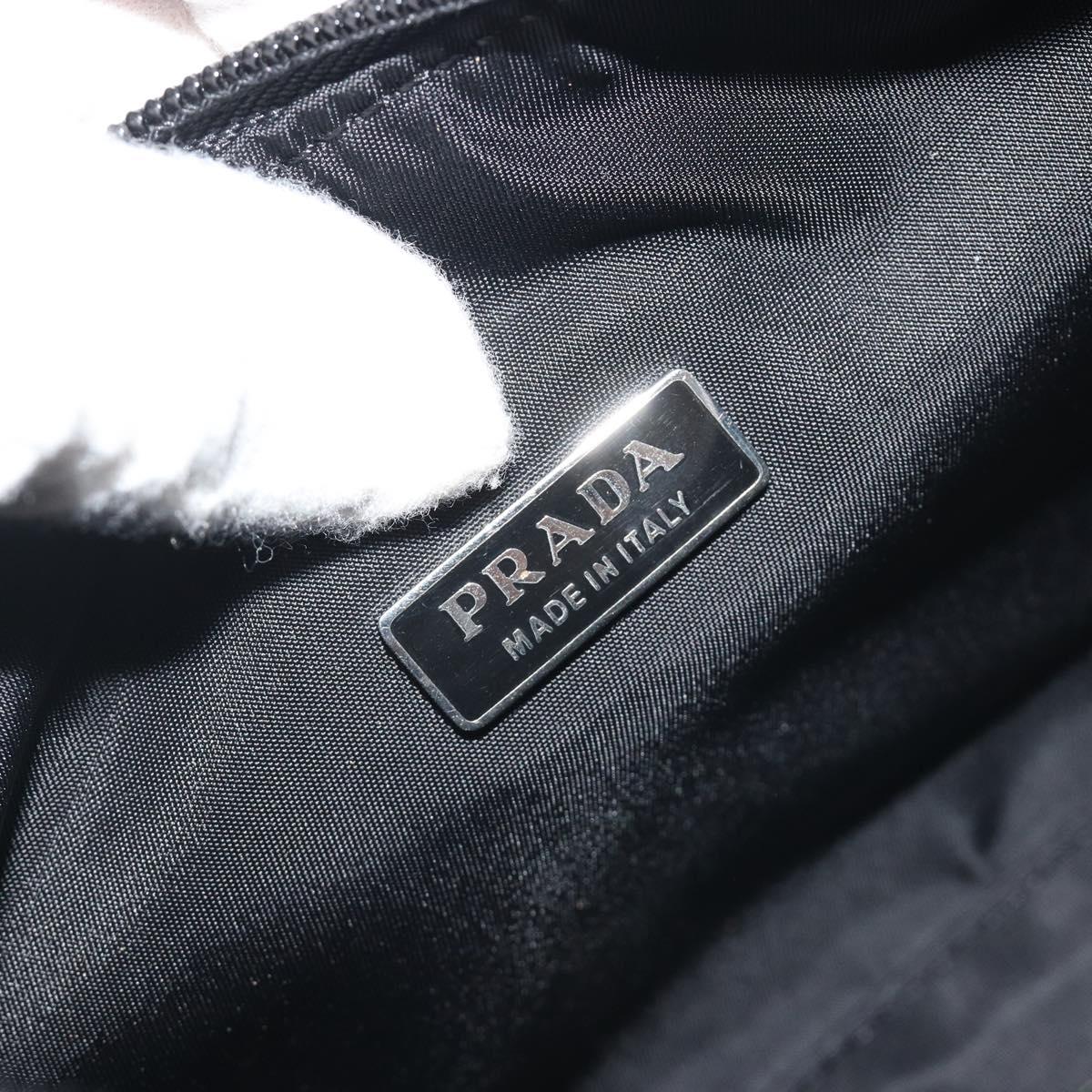 PRADA Hand Bag Nylon Black Silver Auth 196143A