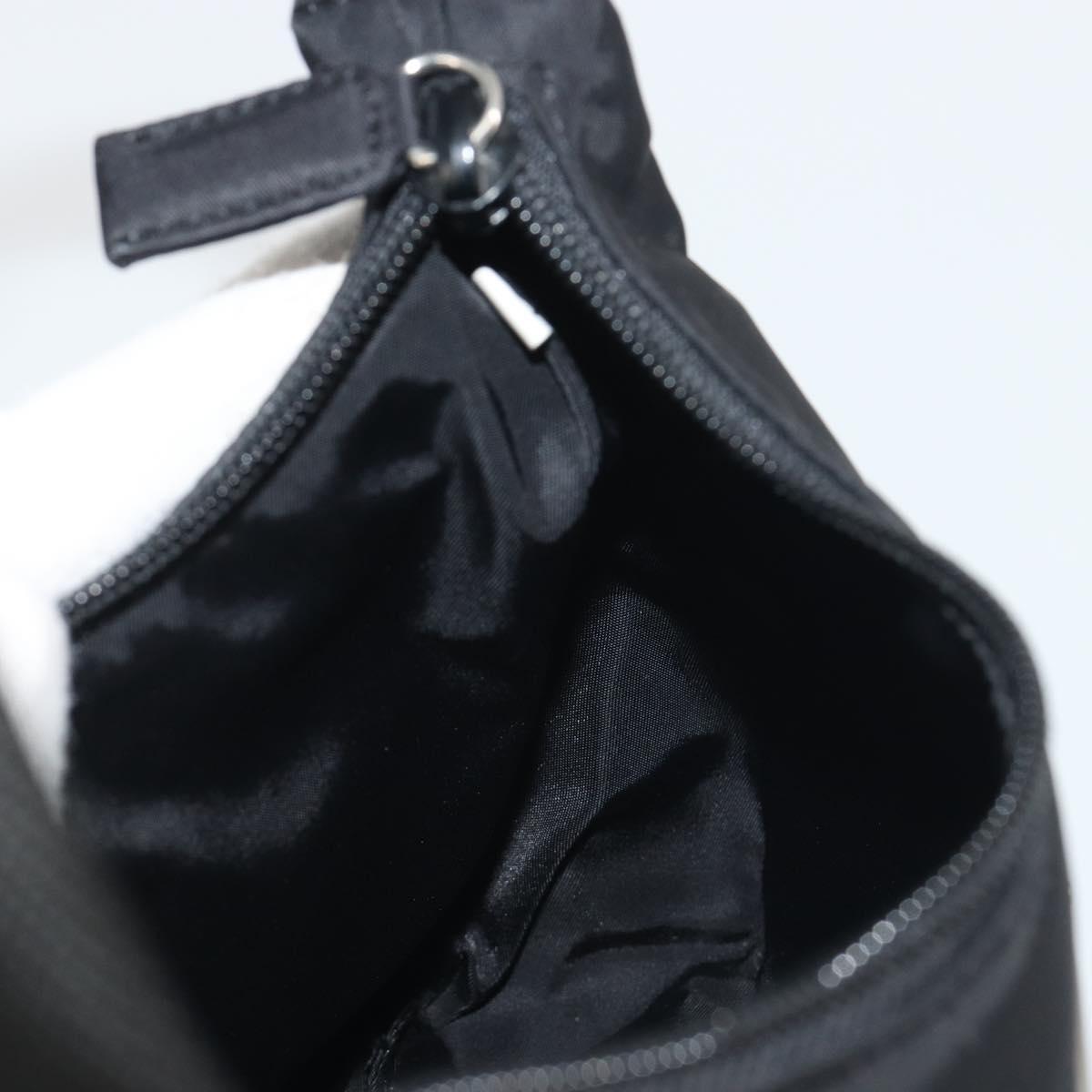 PRADA Hand Bag Nylon Black Silver Auth 196143A