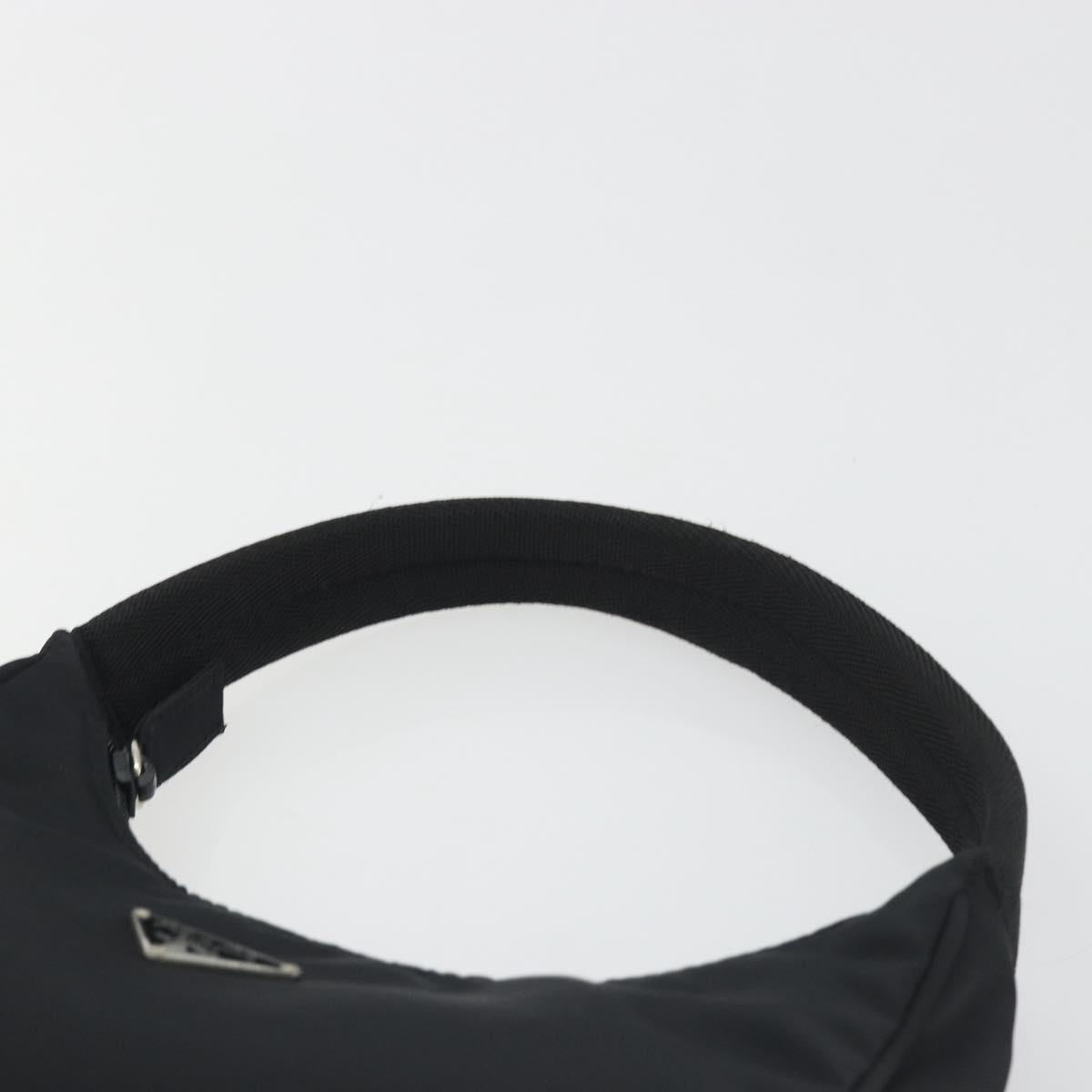 PRADA Hand Bag Nylon Black Silver Auth 196143A