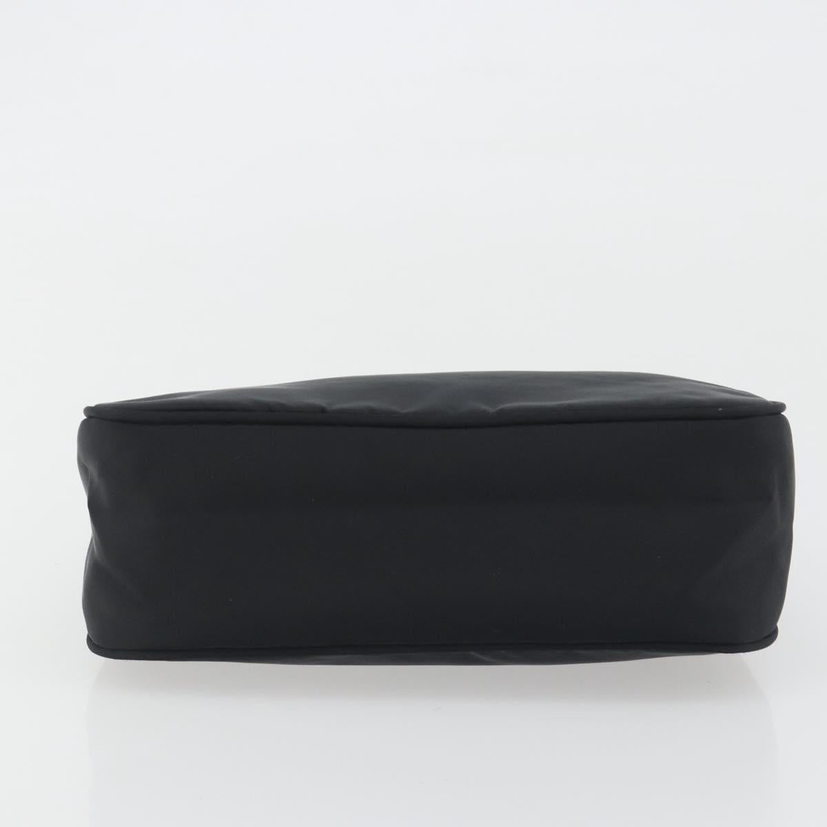 PRADA Hand Bag Nylon Black Silver Auth 196143A