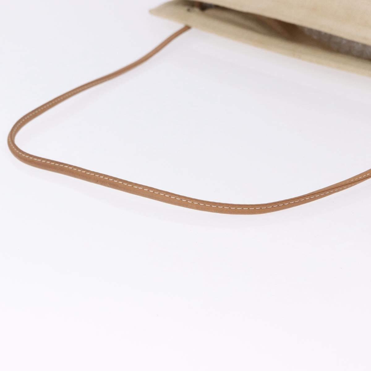 HERMES Arena MM Shoulder Bag Canvas Beige Gold Tone Auth 196144
