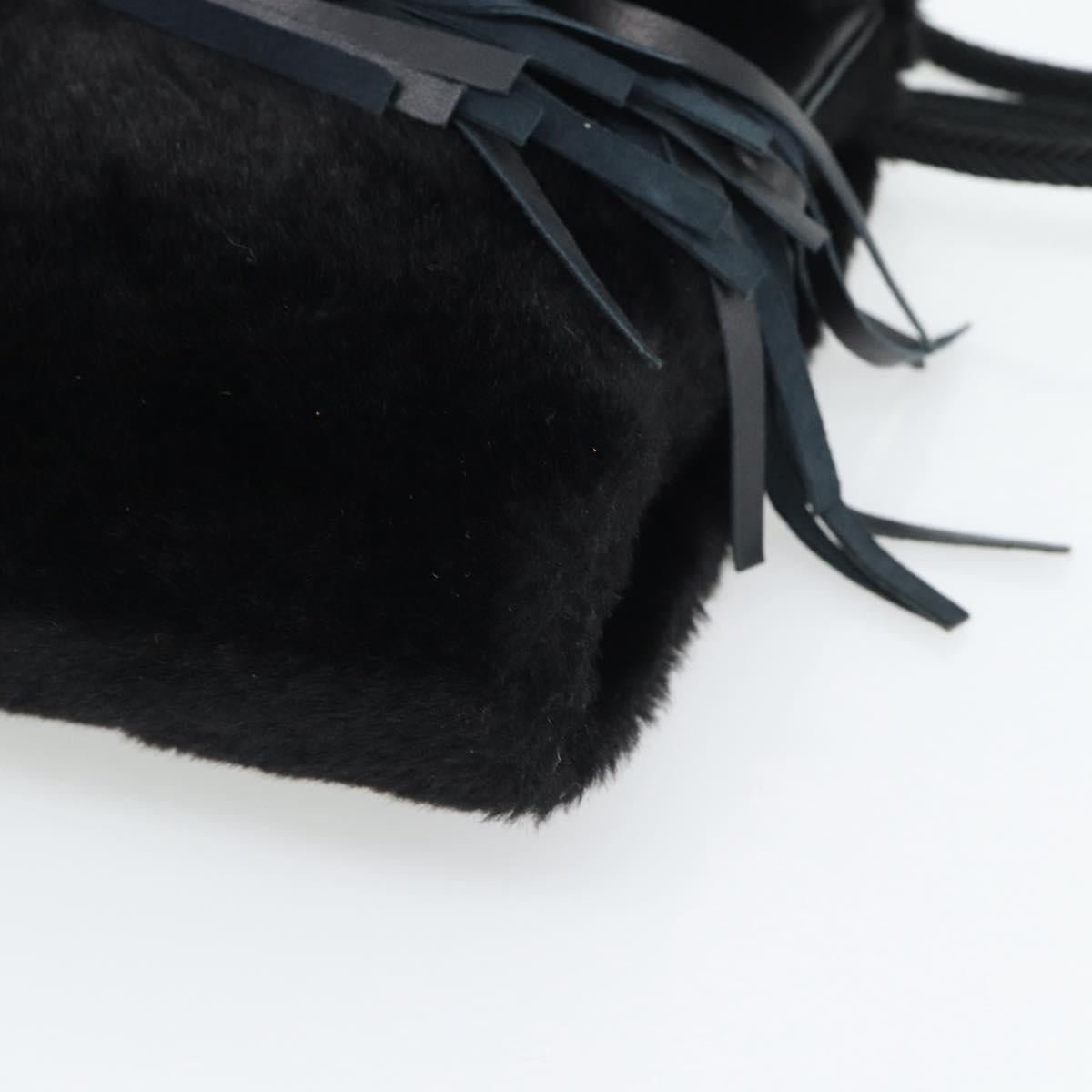 SAINT LAURENT Shoulder Bag Fur Black Auth 196145A
