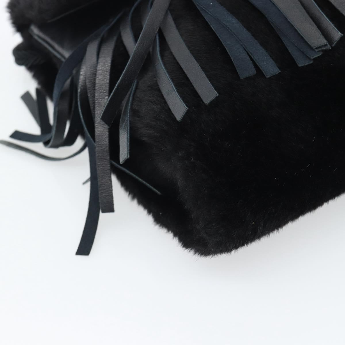 SAINT LAURENT Shoulder Bag Fur Black Auth 196145A