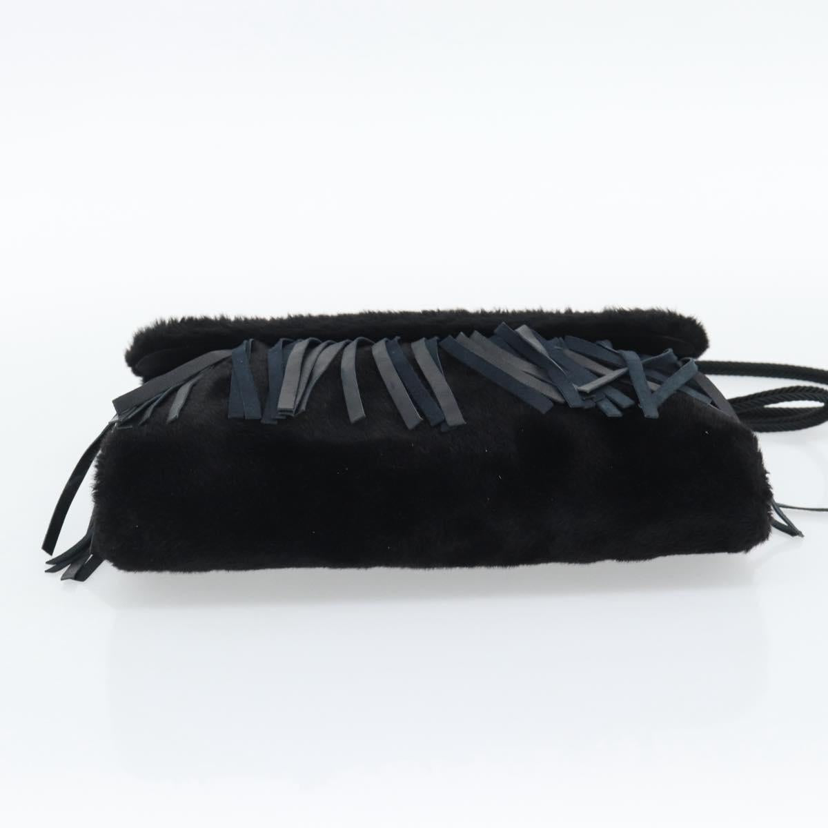 SAINT LAURENT Shoulder Bag Fur Black Auth 196145A