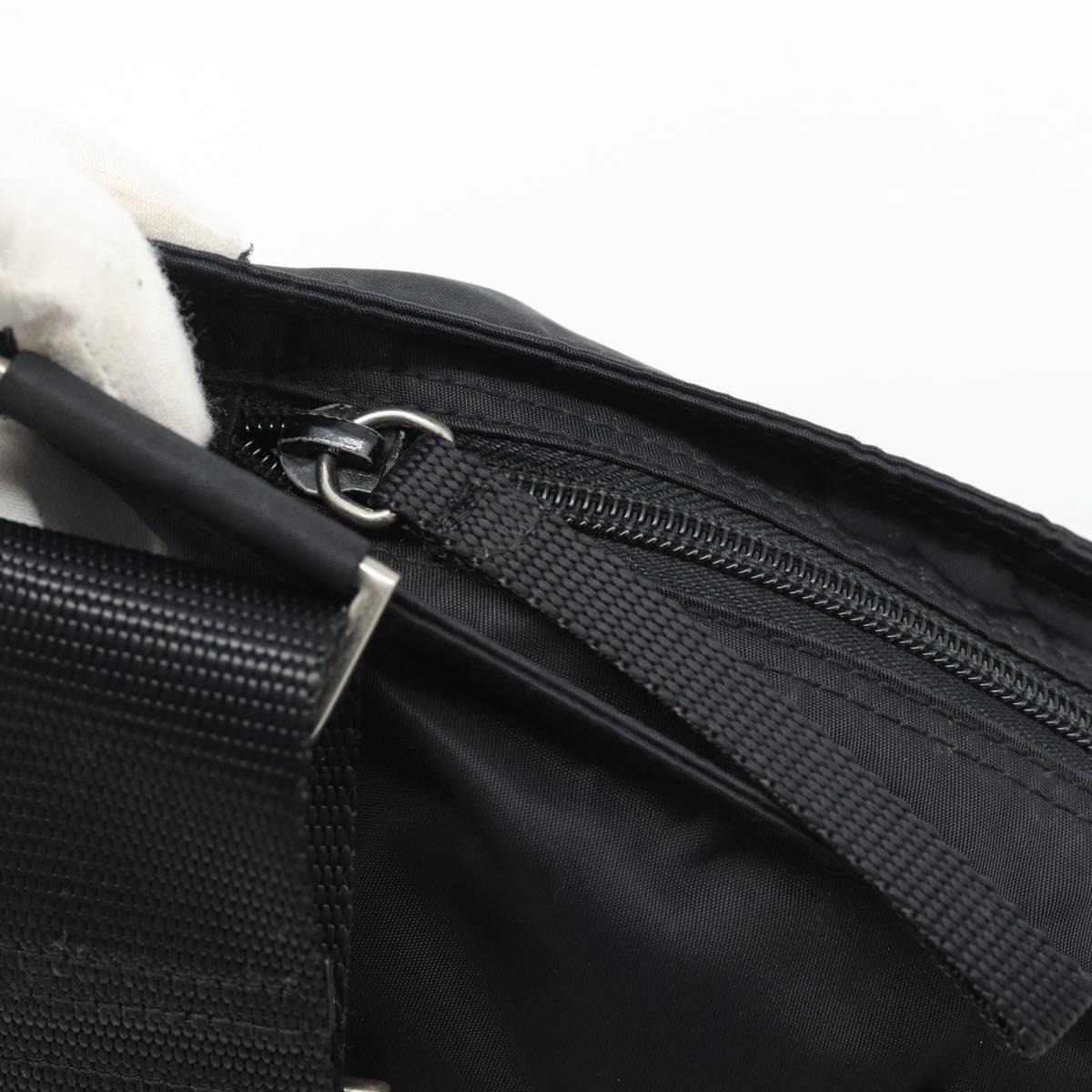 PRADA Shoulder Bag Nylon Black Silver Auth 196146A