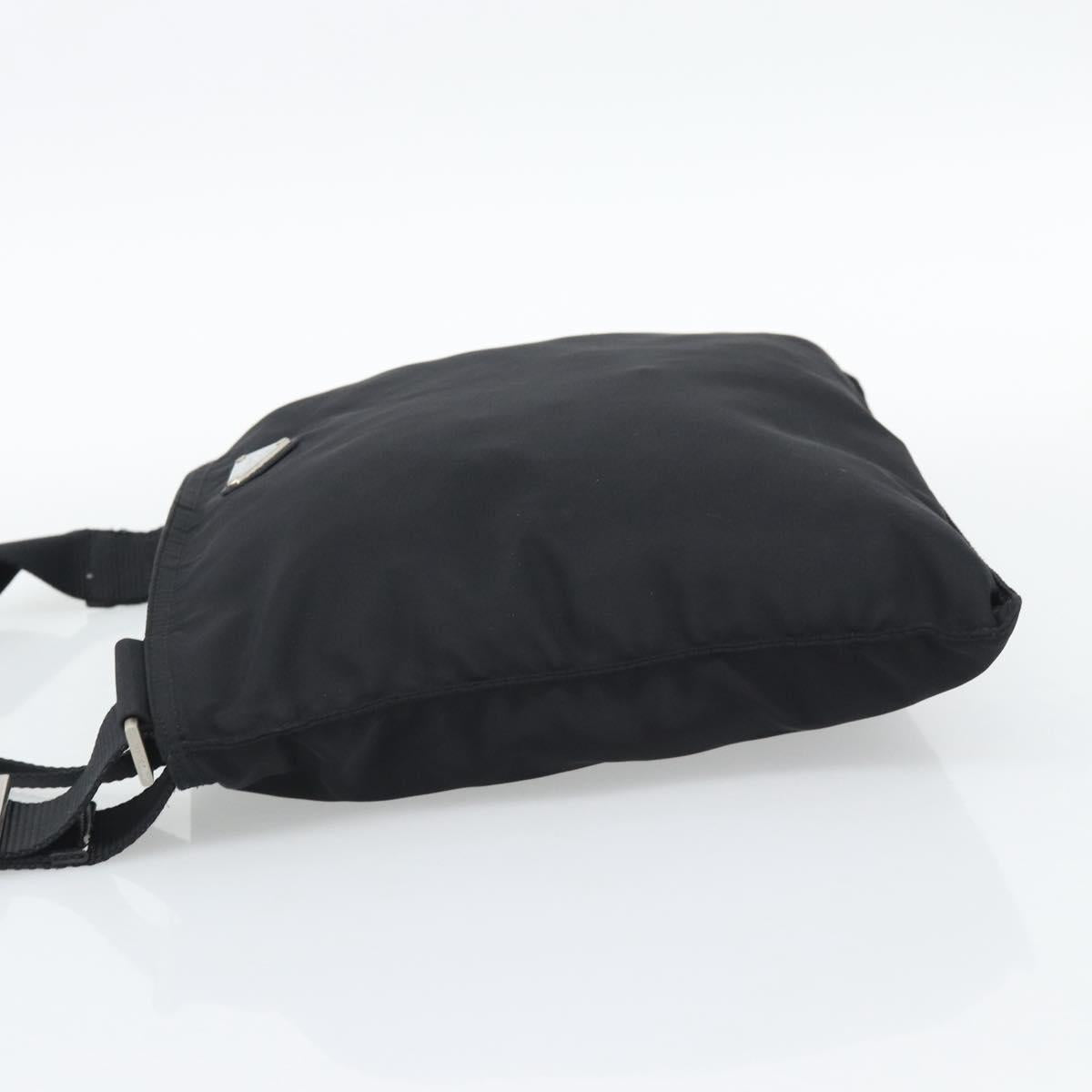 PRADA Shoulder Bag Nylon Black Silver Auth 196146A