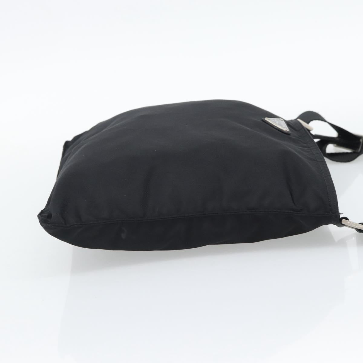 PRADA Shoulder Bag Nylon Black Silver Auth 196146A