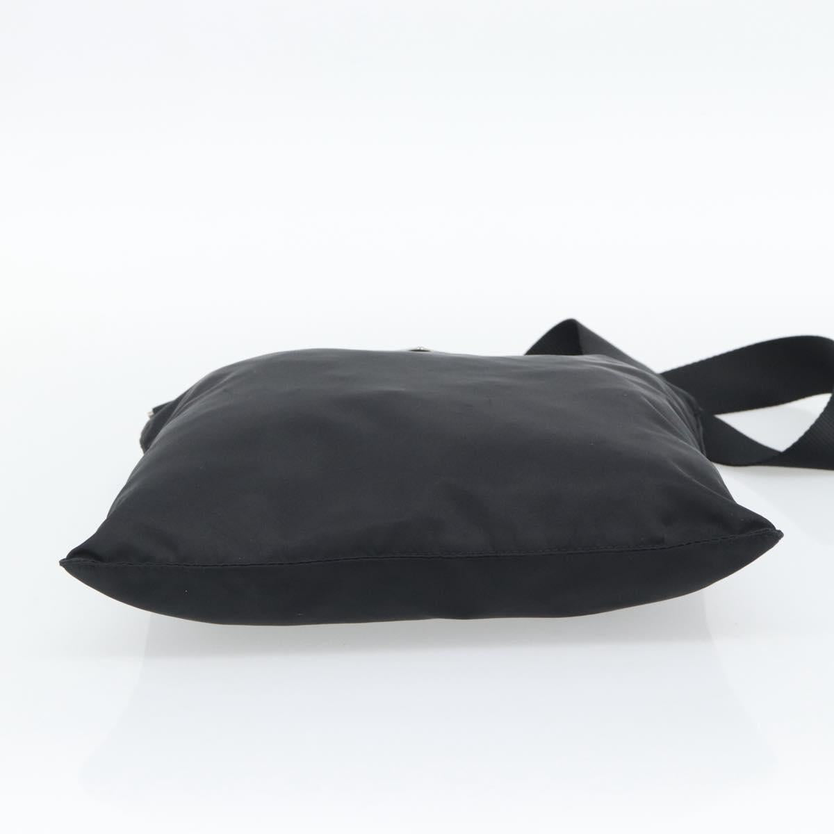 PRADA Shoulder Bag Nylon Black Silver Auth 196146A