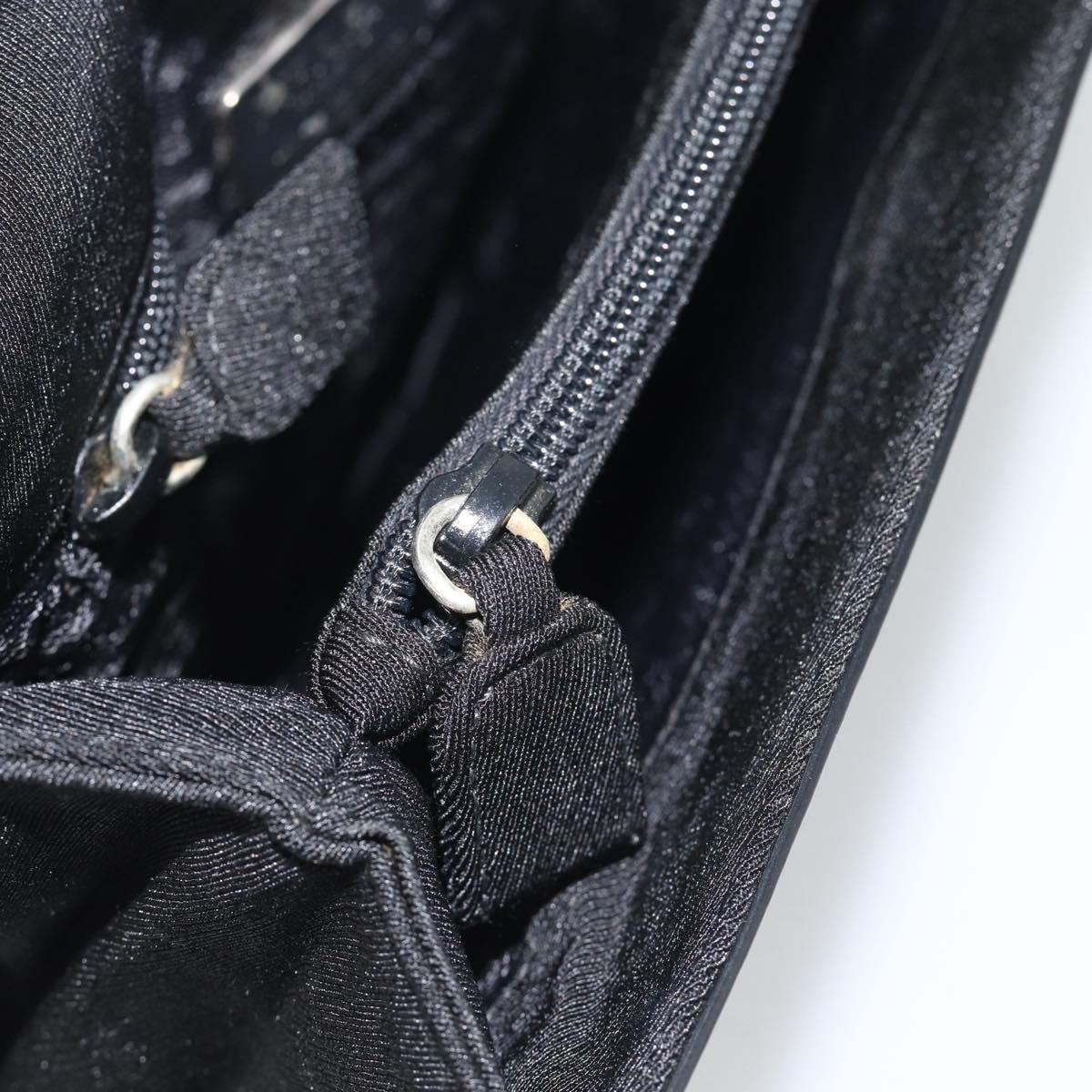 PRADA Hand Bag Patent Black Silver Auth 196149A