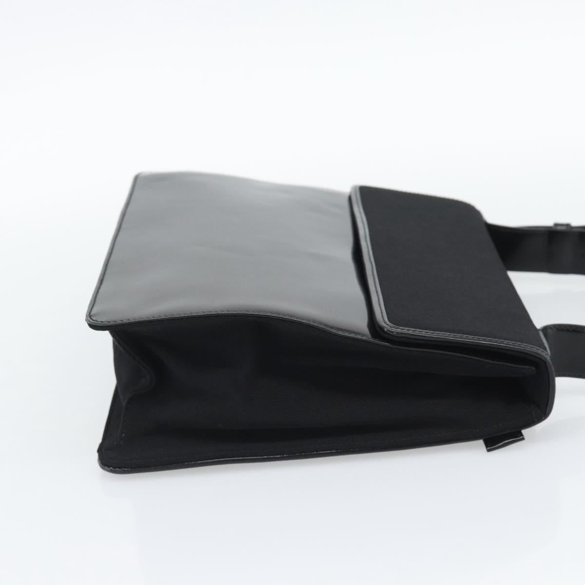 PRADA Hand Bag Patent Black Silver Auth 196149A