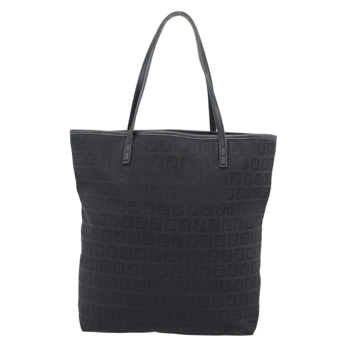 FENDI Zucchino Canvas Tote Bag Black 8BH074 Auth 196152