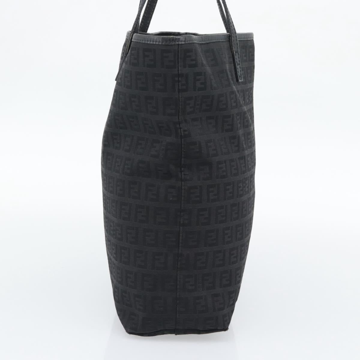 FENDI Zucchino Canvas Tote Bag Black 8BH074 Auth 196152