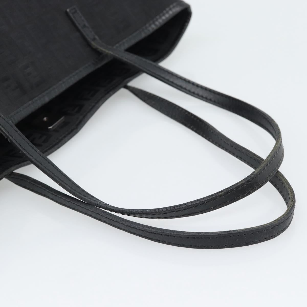 FENDI Zucchino Canvas Tote Bag Black 8BH074 Auth 196152