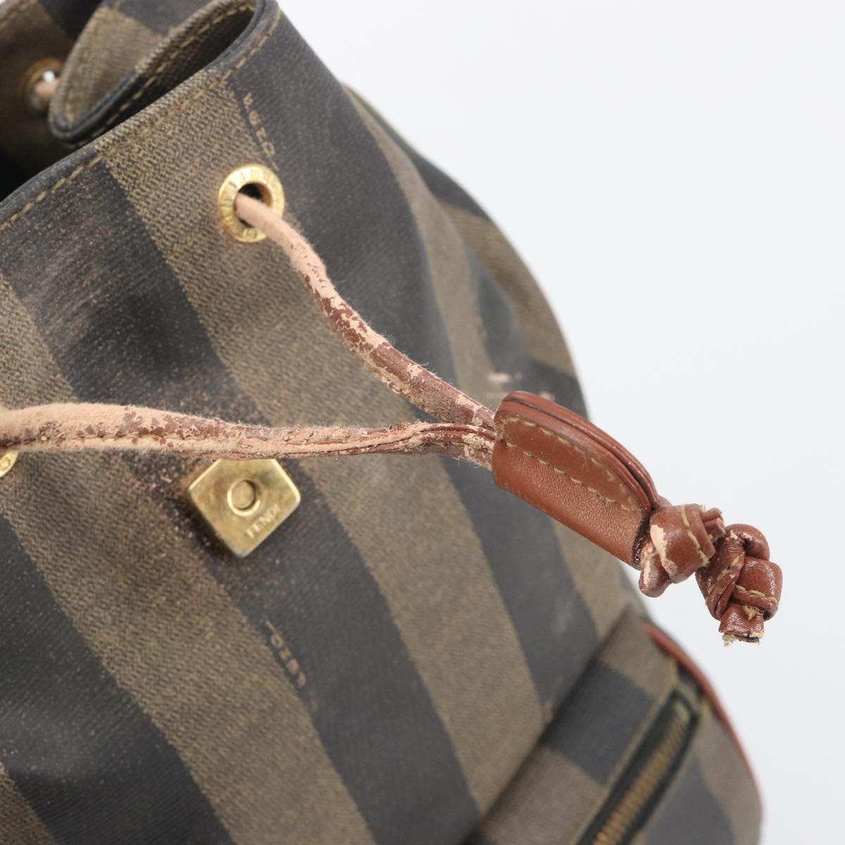 FENDI Pecan Backpack PVC Leather Brown Gold Tone Auth 196153