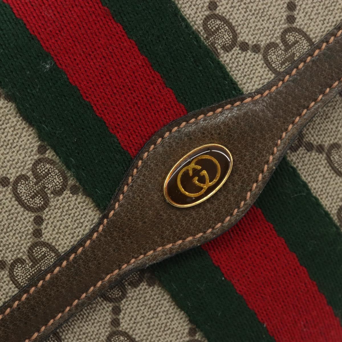 GUCCI GG Supreme Web Sherry Line Clutch Bag PVC Beige Gold 83.01.006 Auth 196154