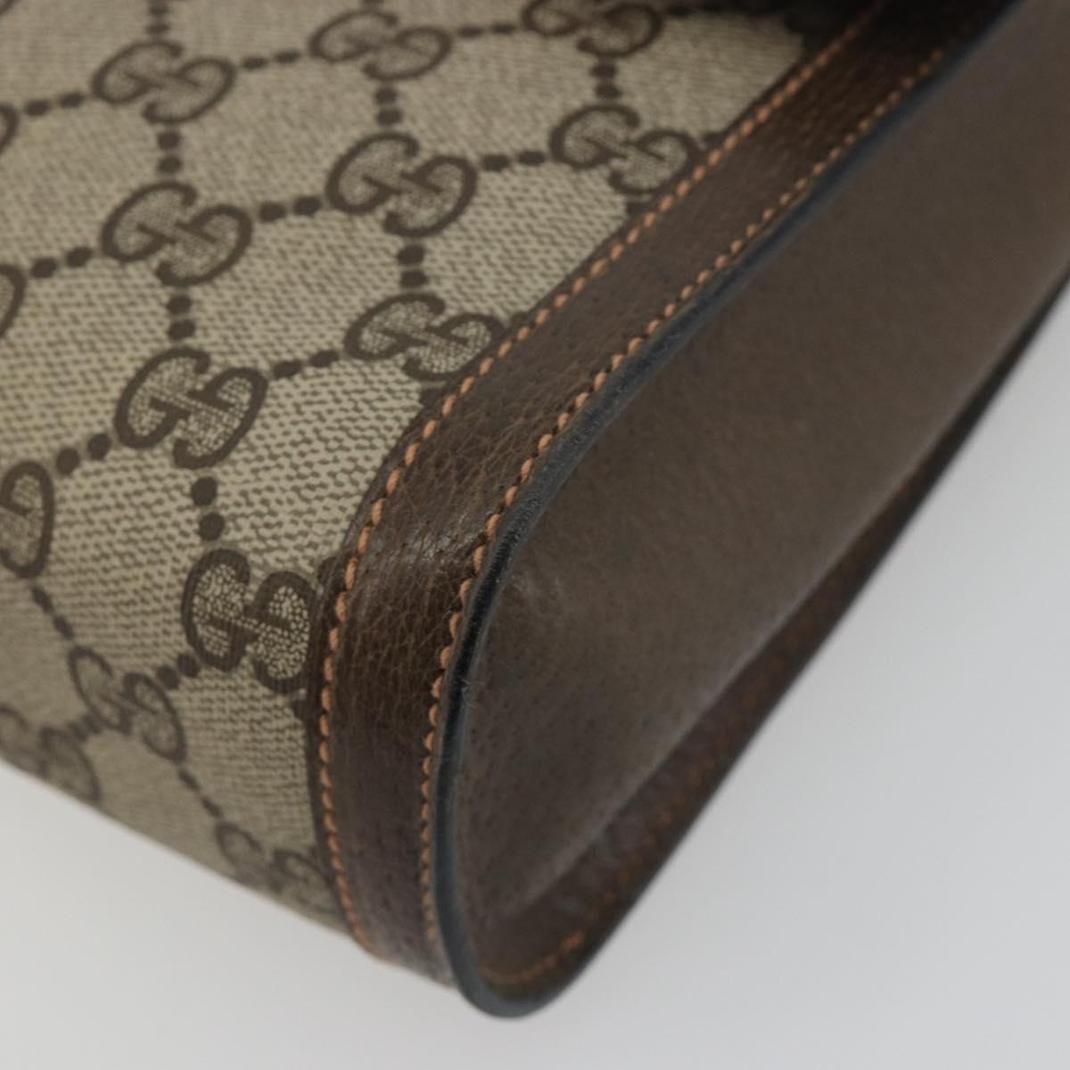 GUCCI GG Supreme Web Sherry Line Clutch Bag PVC Beige Gold 83.01.006 Auth 196154