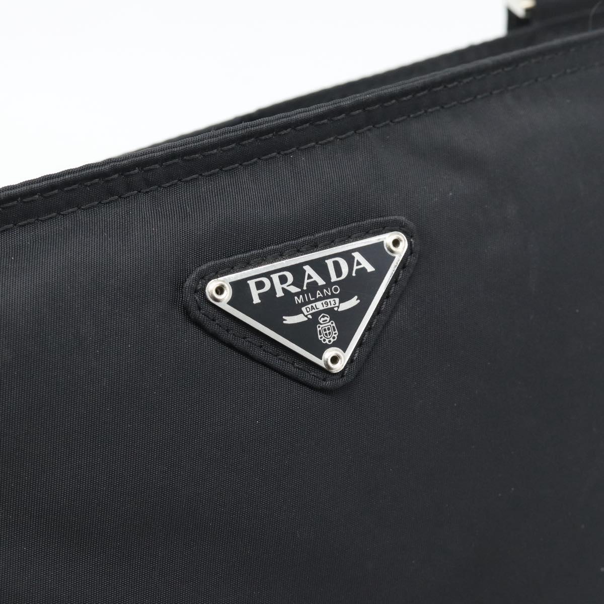 PRADA Shoulder Bag Nylon Black Silver Auth 196155A
