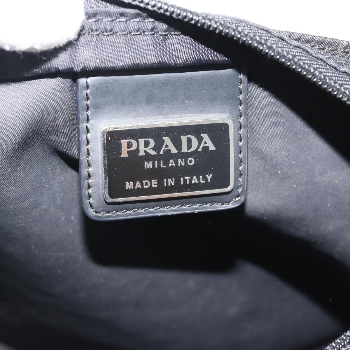 PRADA Shoulder Bag Nylon Black Silver Auth 196155A