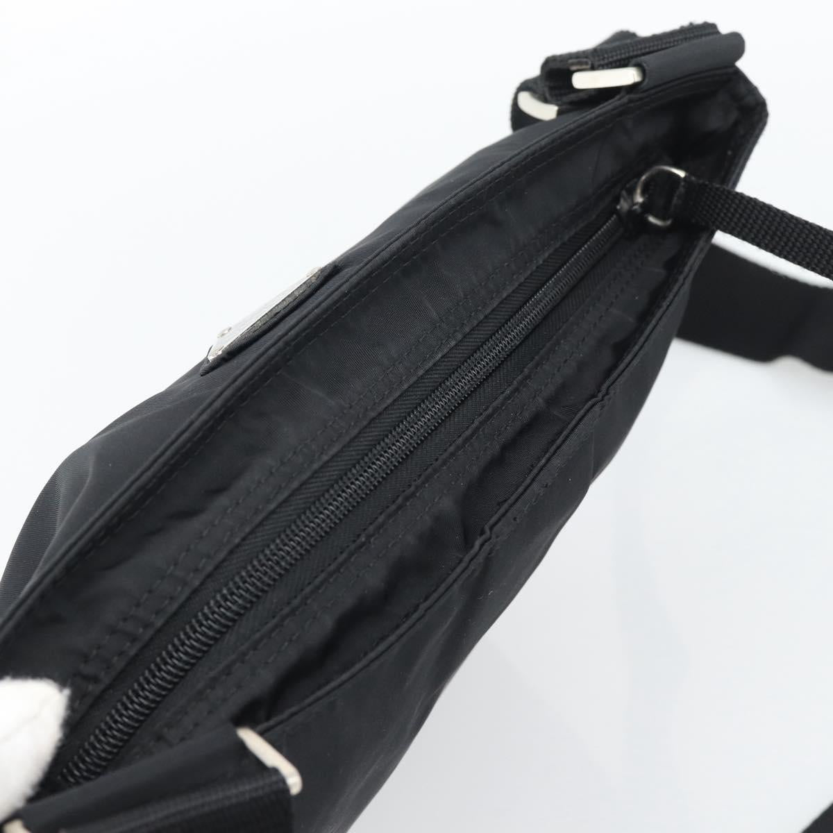 PRADA Shoulder Bag Nylon Black Silver Auth 196155A