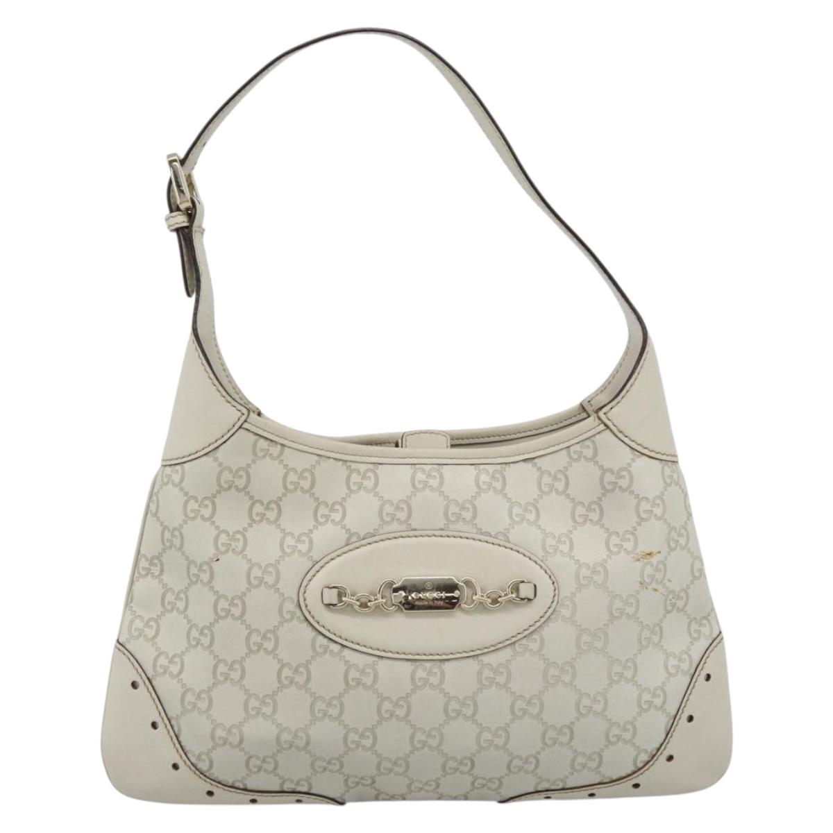 GUCCI GuccissimaGG Shoulder Bag Leather Ivory Gold Tone 145778 Auth 196158A