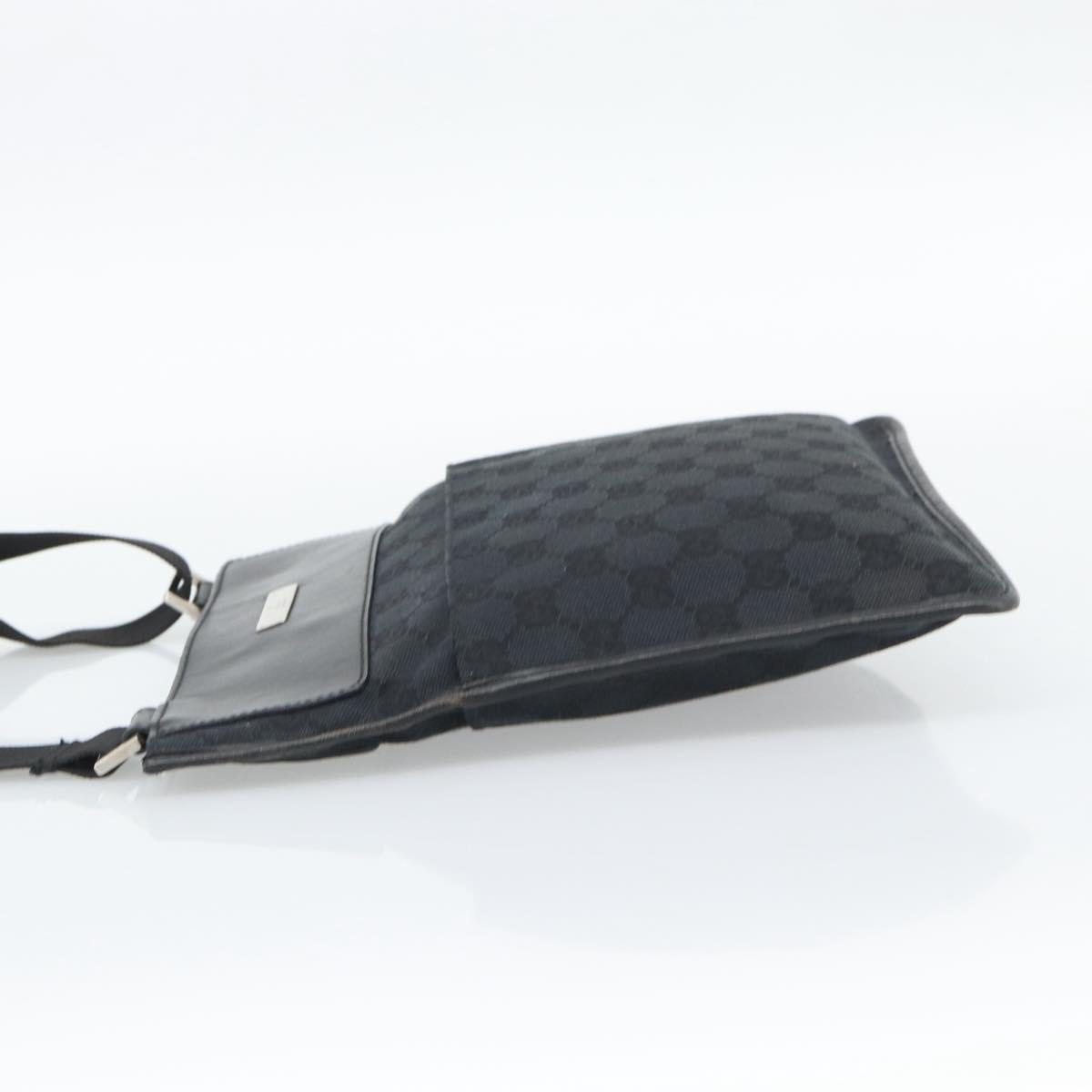 GUCCI GG Canvas Shoulder Bag Black Silver 019.0348 Auth 196159