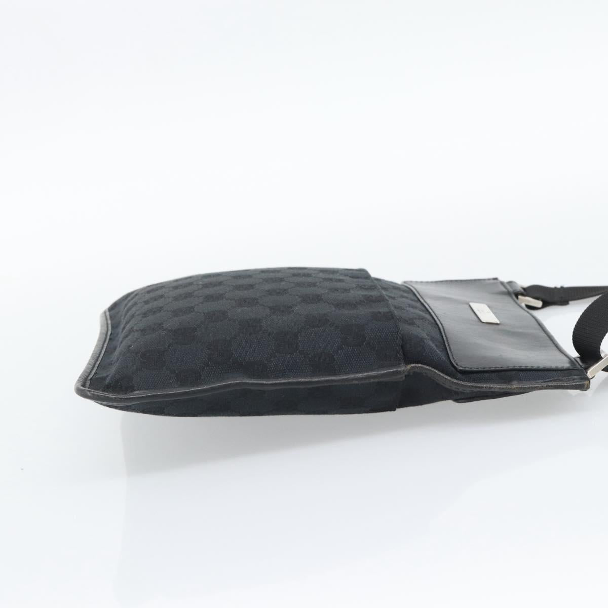 GUCCI GG Canvas Shoulder Bag Black Silver 019.0348 Auth 196159