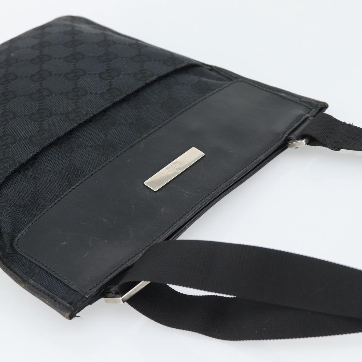 GUCCI GG Canvas Shoulder Bag Black Silver 019.0348 Auth 196159