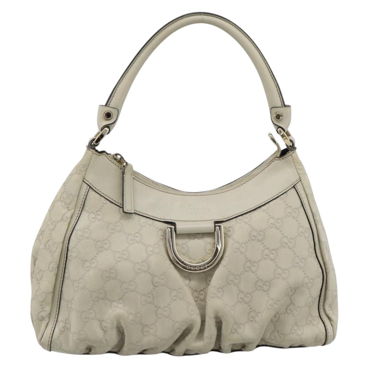 GUCCI GuccissimaGG Abbey Shoulder Bag Leather Ivory Gold 190525 Auth 196160A