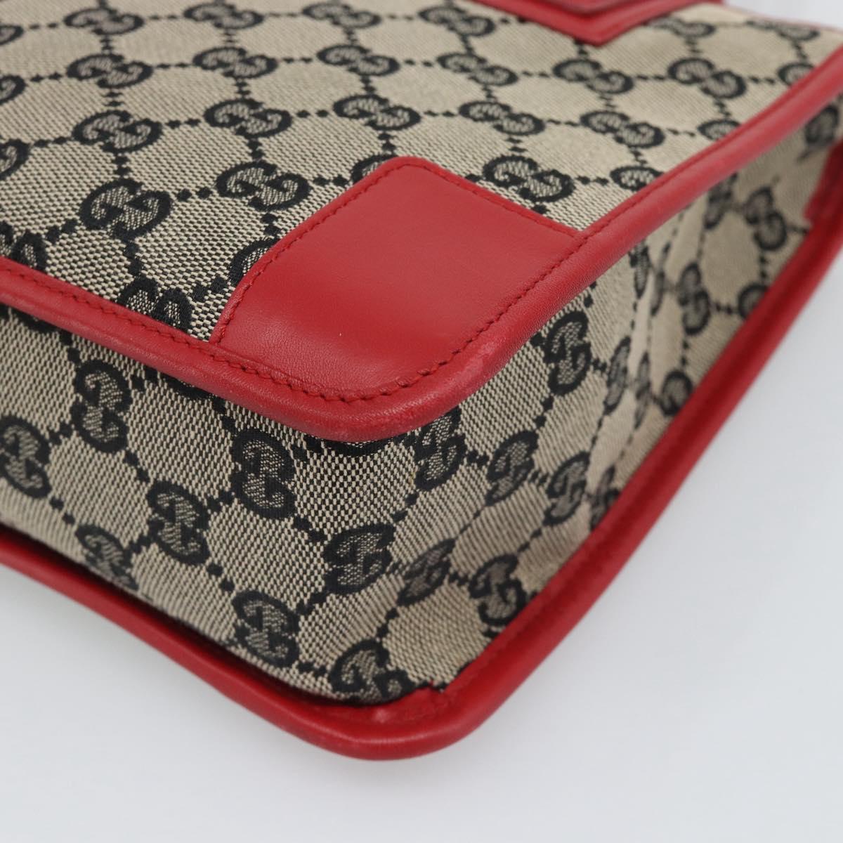 GUCCI GG Canvas Hand Bag Black Red 000.0856 Auth 196161A