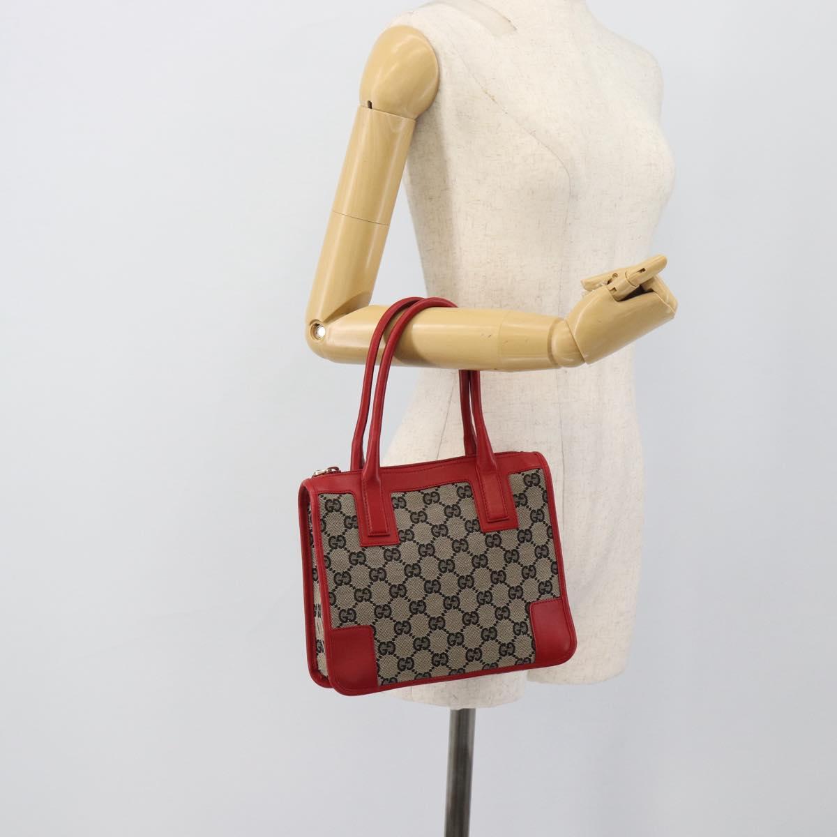 GUCCI GG Canvas Hand Bag Black Red 000.0856 Auth 196161A