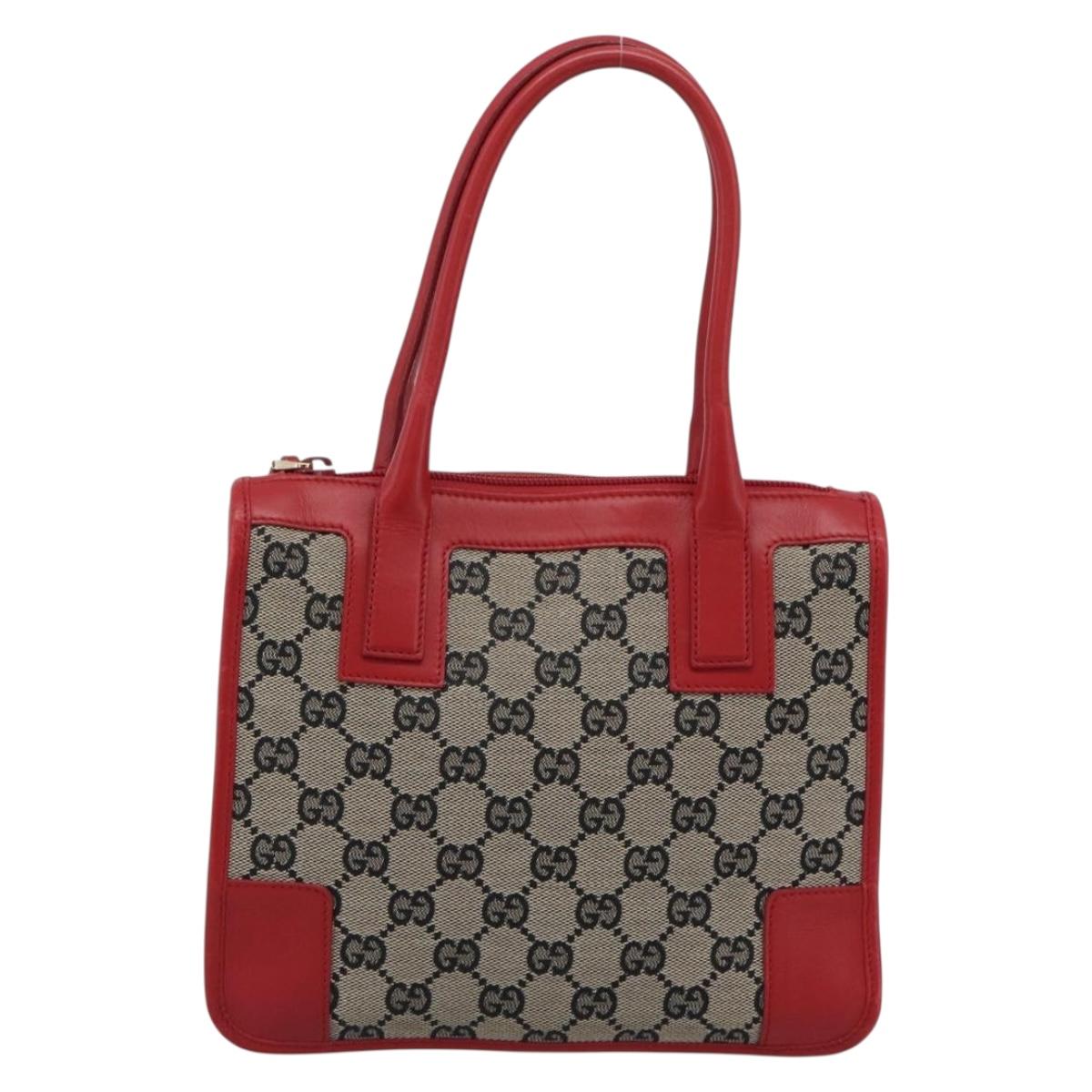 GUCCI GG Canvas Hand Bag Black Red 000.0856 Auth 196161A