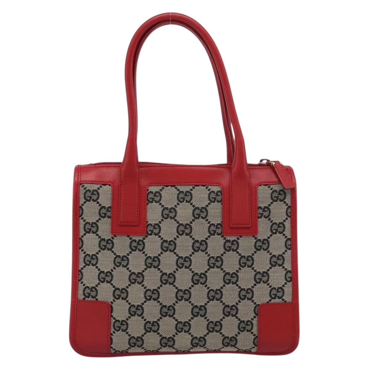 GUCCI GG Canvas Hand Bag Black Red 000.0856 Auth 196161A