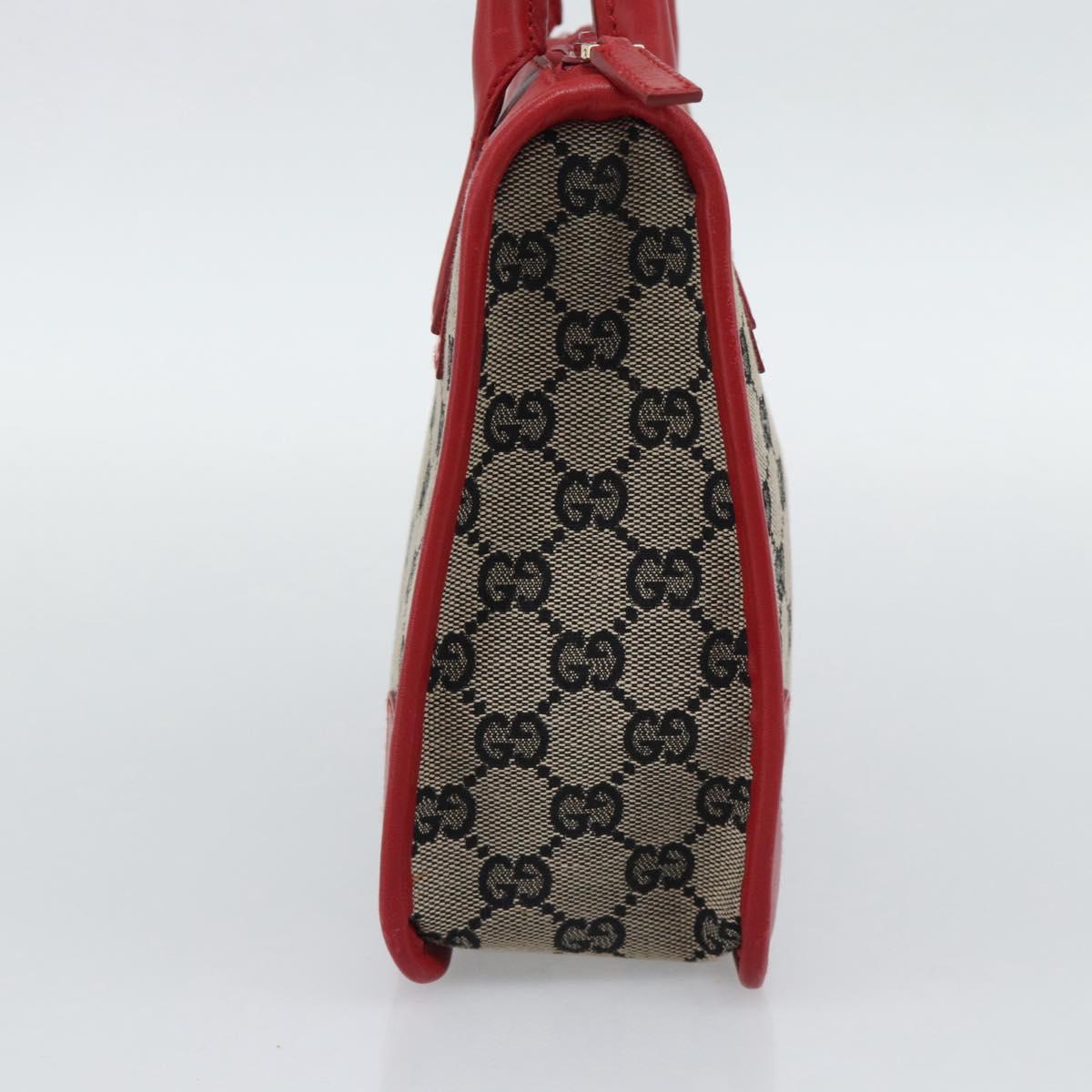 GUCCI GG Canvas Hand Bag Black Red 000.0856 Auth 196161A