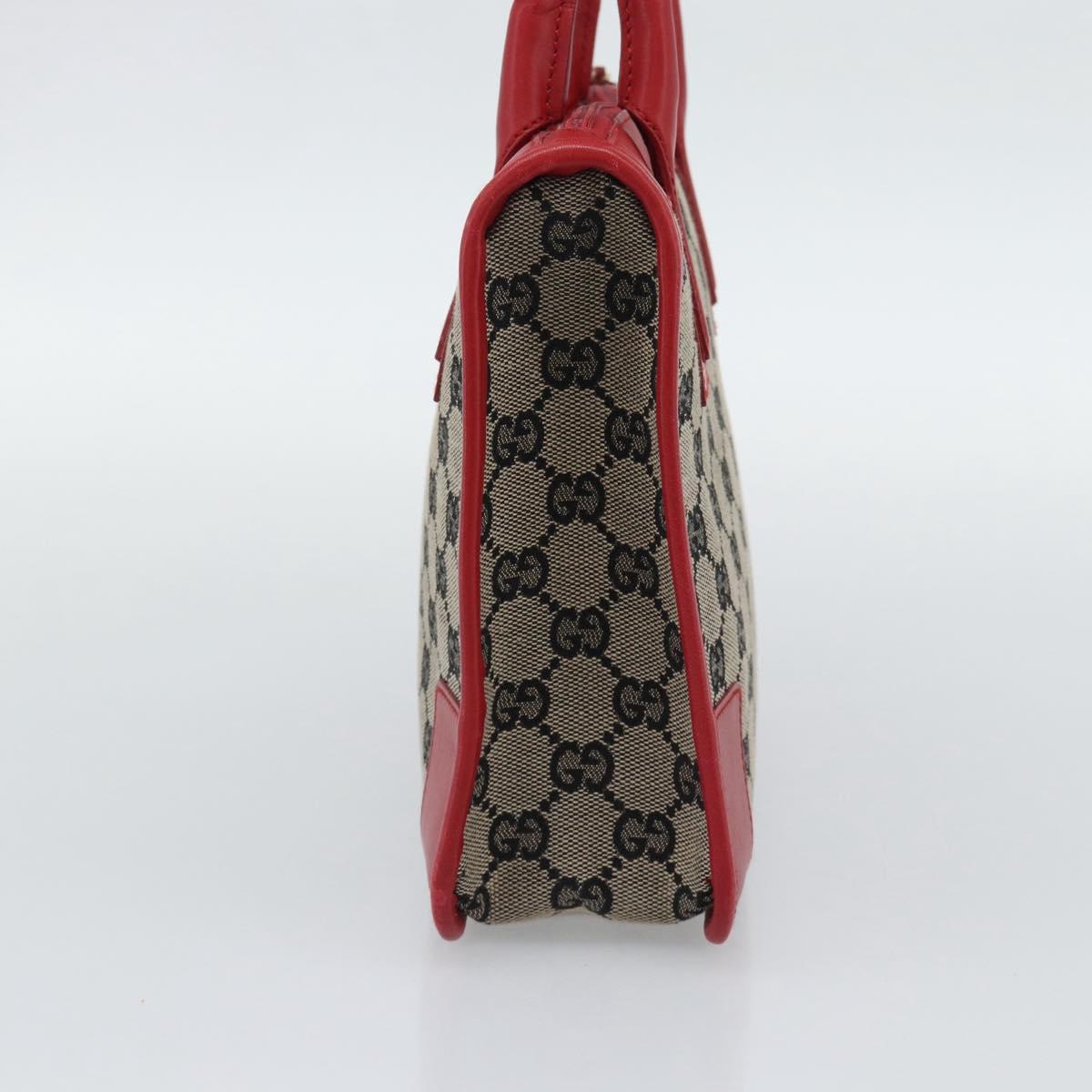 GUCCI GG Canvas Hand Bag Black Red 000.0856 Auth 196161A