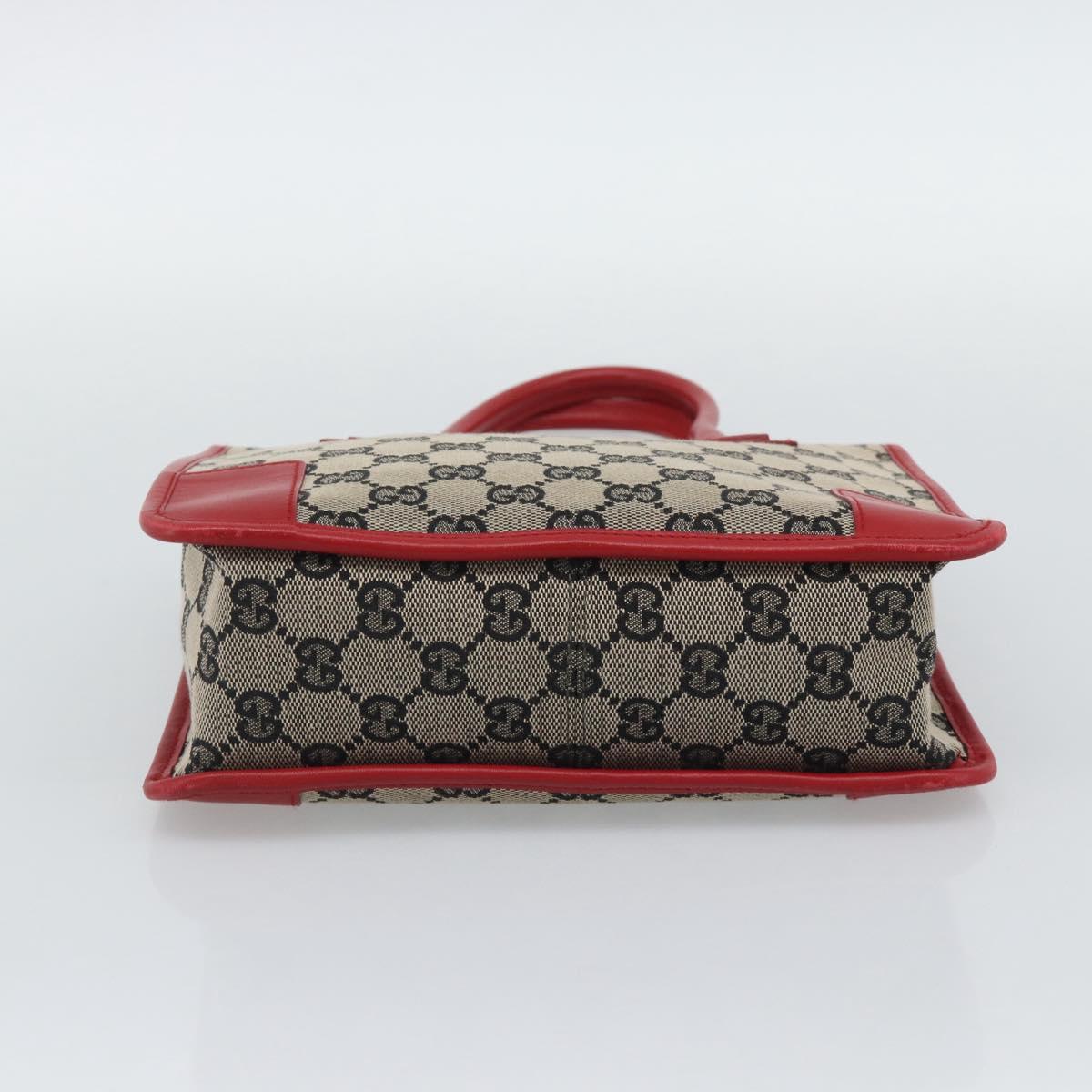 GUCCI GG Canvas Hand Bag Black Red 000.0856 Auth 196161A
