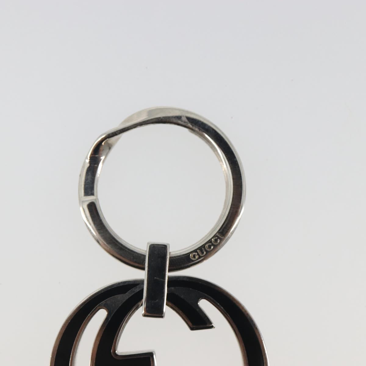 GUCCI Interlocking G Key Ring Metal Silver Auth 196162A