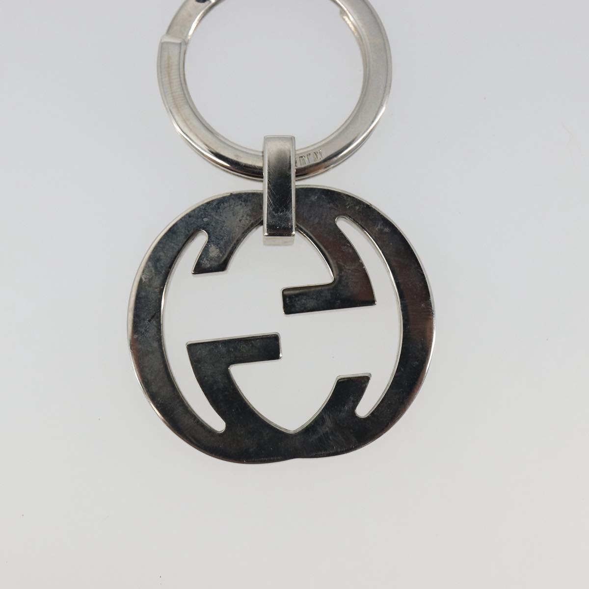GUCCI Interlocking G Key Ring Metal Silver Auth 196162A